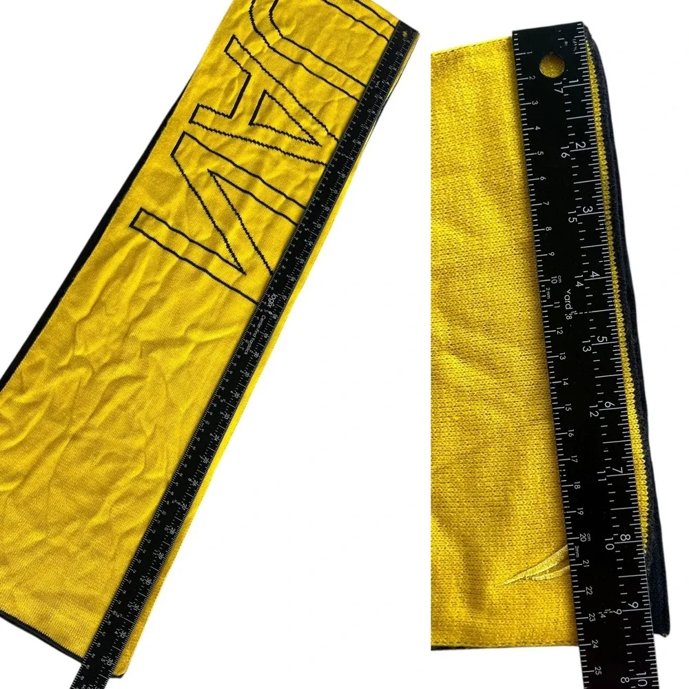 Nautica Signature Navy Blue Yellow Logo Reversible Knit Winter Scarf NT00038 Coz
